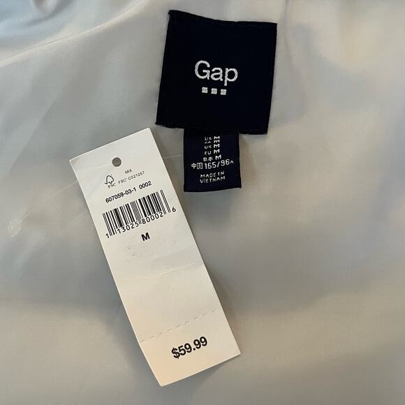 NEW Gap Outlet Cream Gray Herringbone Puffer Vest Zipper Snaps Women's Medium - Picture 4 of 6